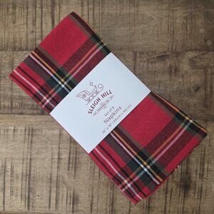 Sleigh Hill Red Tartan Plaid Classic Christmas Holiday Dinner Napkins Set of 8